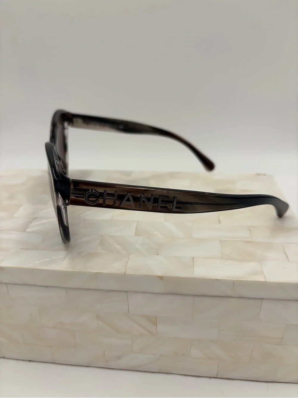 CHANEL Pantos Logo Smoke Brown Rounded Cat-Eye Sunglasses 5458-A